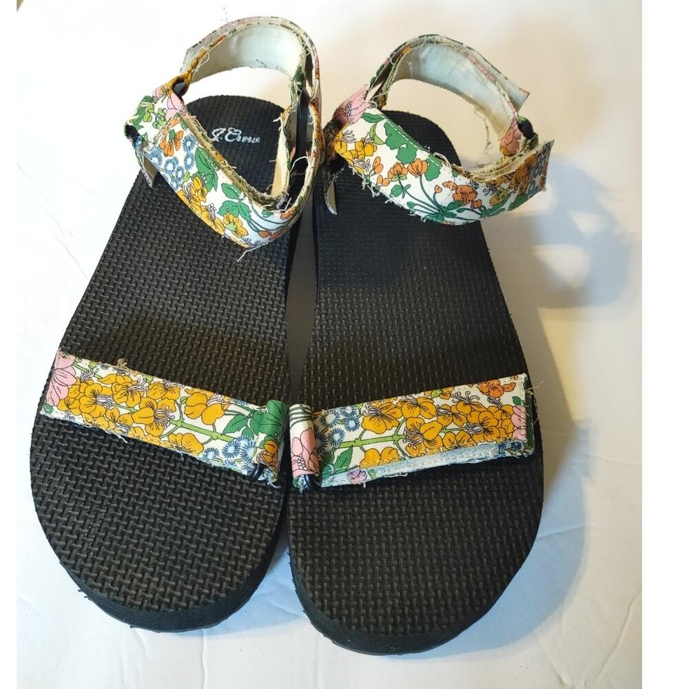 J. Crew Sandals Sporty Strap Velcro Sz 8.5 Floral - Picture 2 of 5